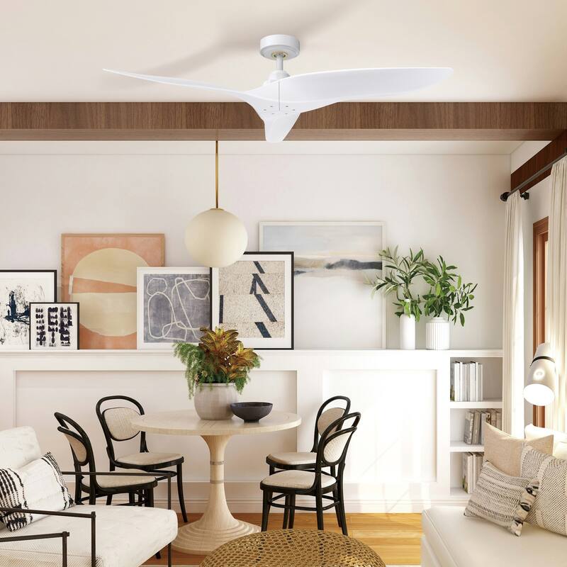 52" Modern ABS 3-Blade Indoor/ Outdoor DC Motor Ceiling Fan without Light