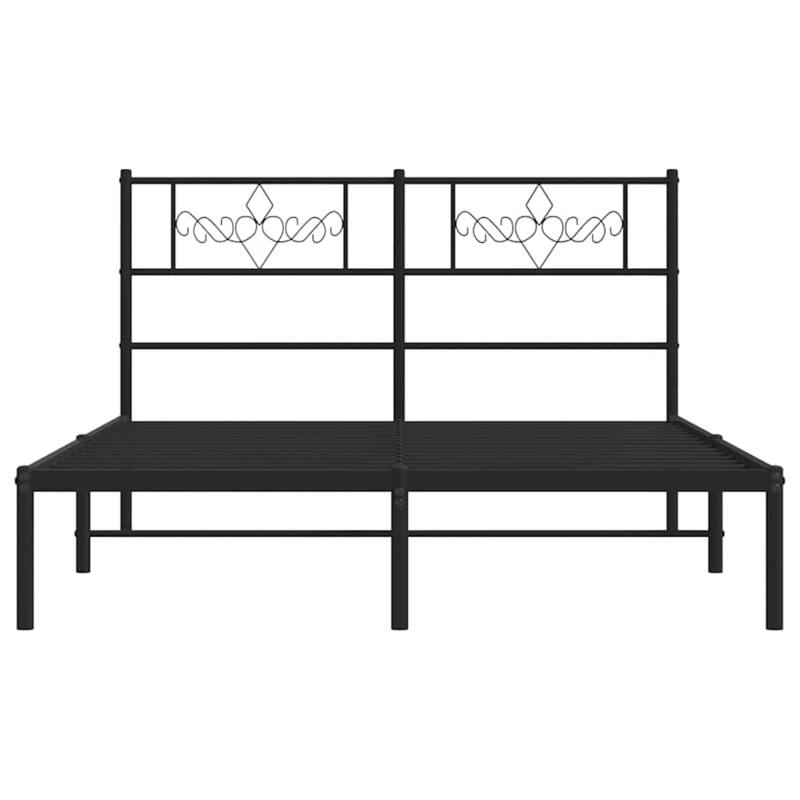 vidaXL 12 Inches Black Full Size Metal Bed Frame No Mattress - 77.2" x 55.9" x 35.4"