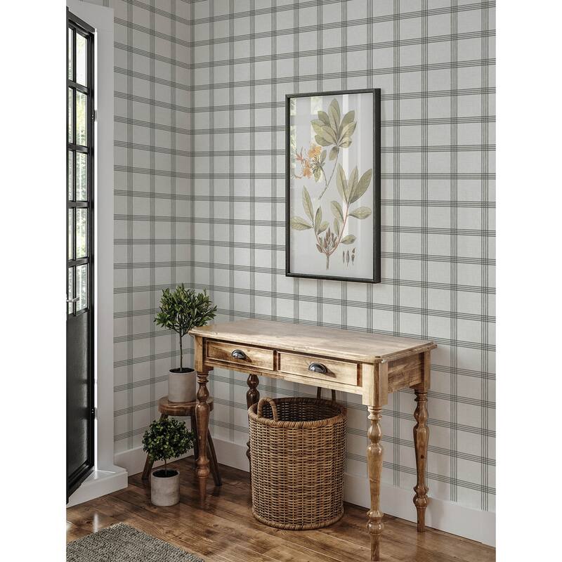 Chesapeake Twain Charcoal Plaid Wallpaper