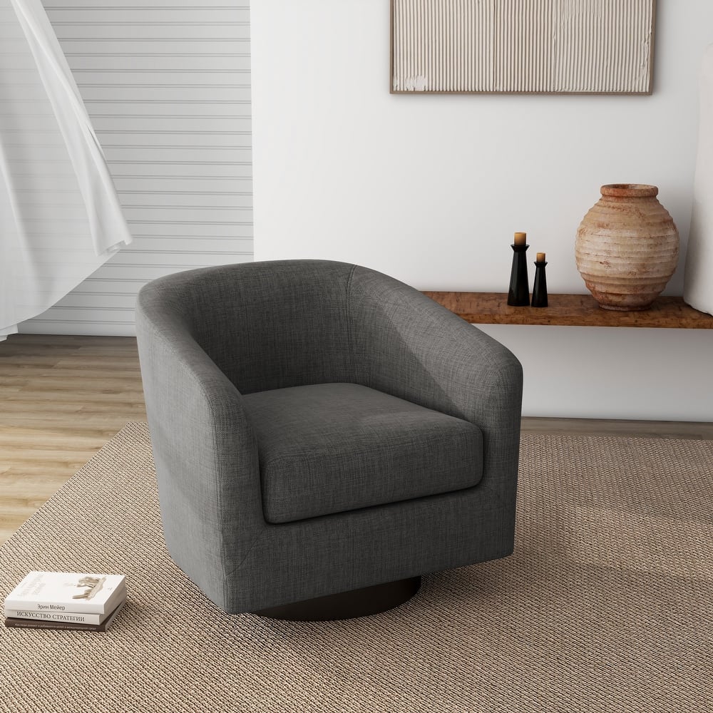 Round Barrel Armchair 360-Degree Swivel Accent Chairs