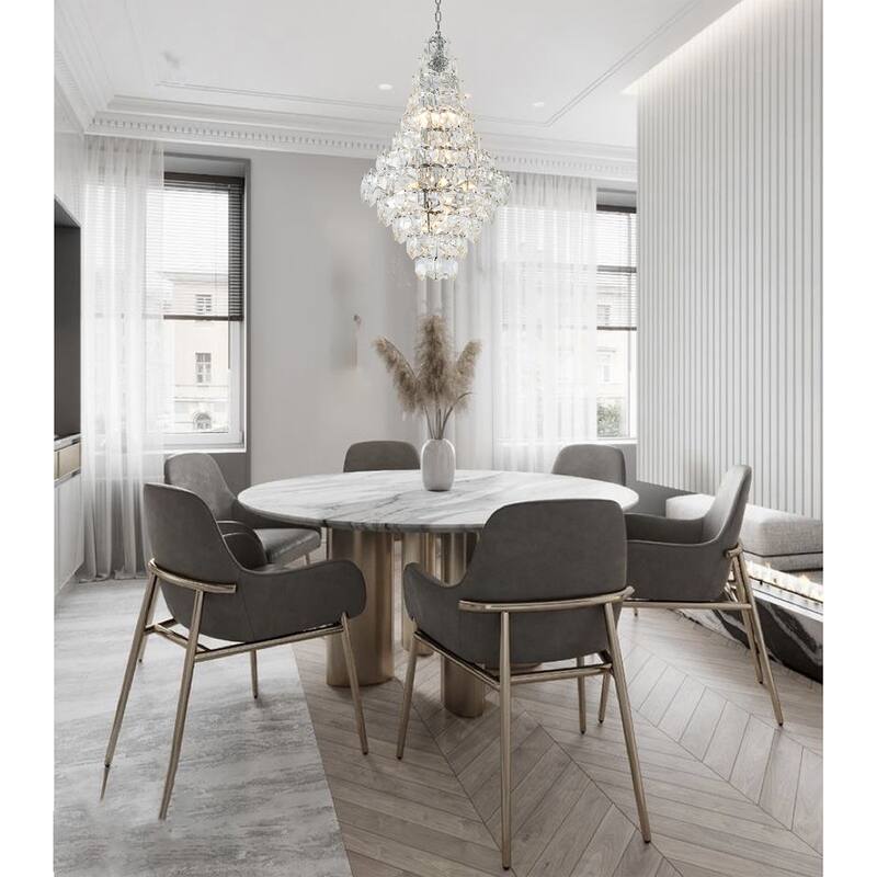 15-Light Chrome Chandelier With Clear Crystals