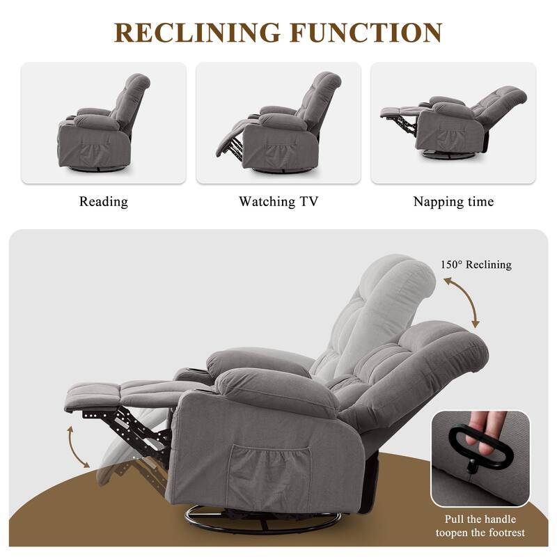 Recliner Chair with 4-Point 3D Kneading Massage and Heat for Living Room