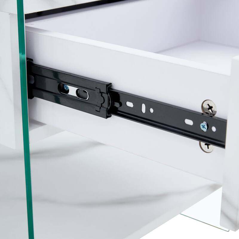 Bedside Table With Drawers With Tempered Glass Legs