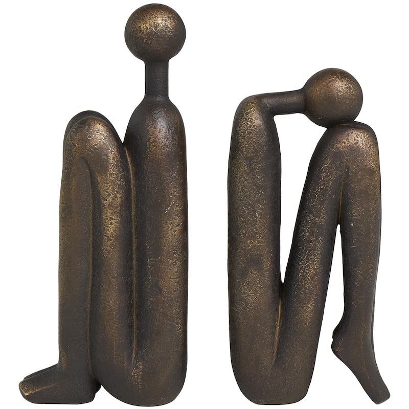 Polystone People Decorative Bookends - Set of 2 White or Bronze - Roche River Decor