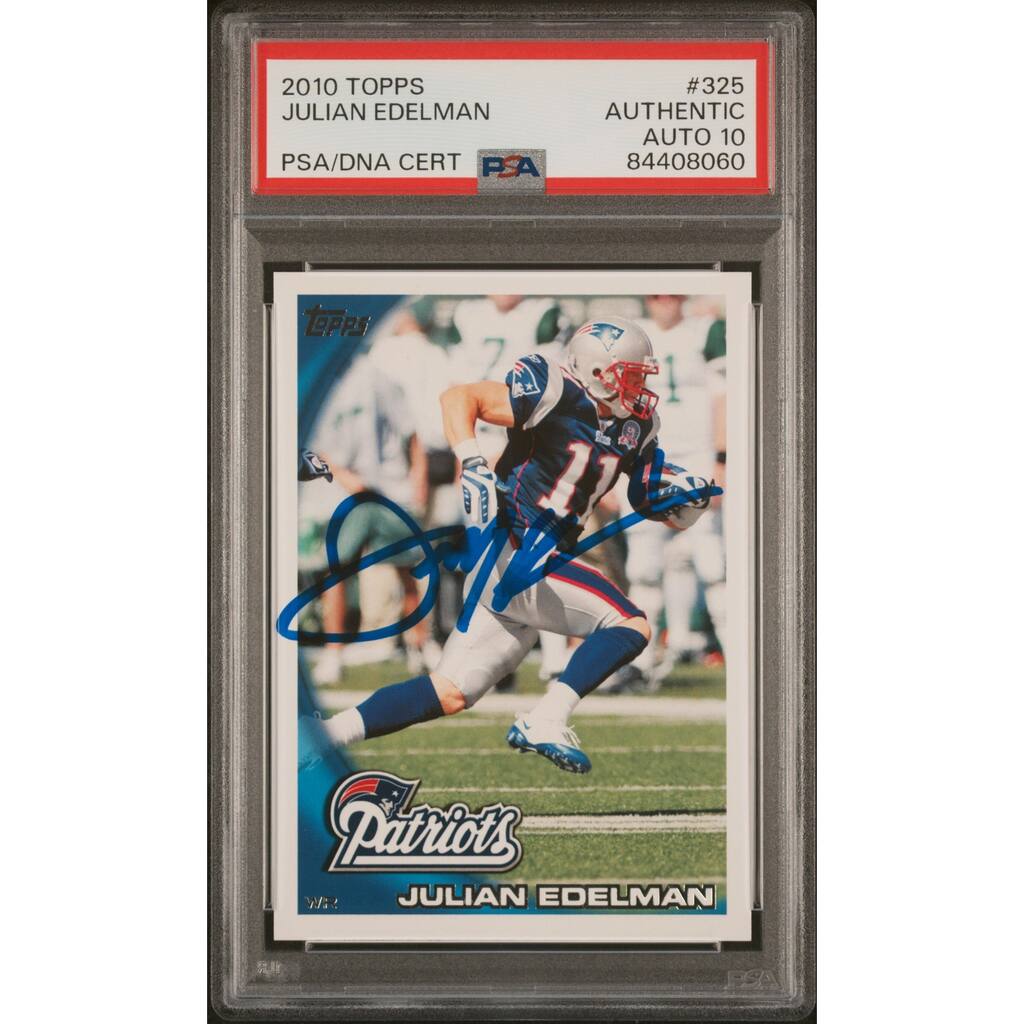 Julian Edelman 2010 Topps Signed Rookie Card #325 Auto Graded PSA 10 84408060 - 8'6" x 11'6"