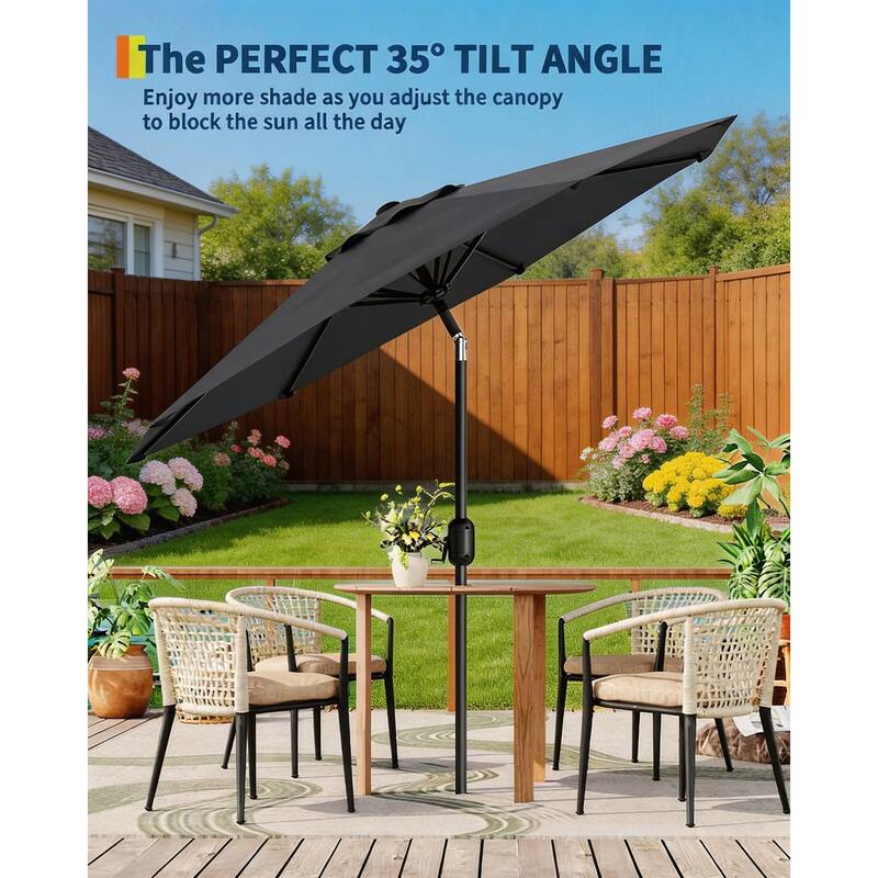 10ft Outdoor Patio Umbrella, with Crank Lift & Push Button Tilt, UV Protection Waterproof