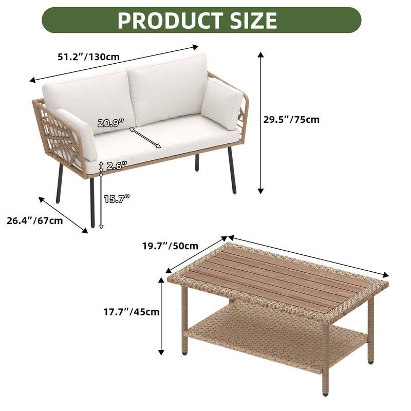 Moasis Outdoor Patio All-Weather Wicker Loveseat/Bistro Set/Sectional Sofa with Cushions and Lumbar Pillows