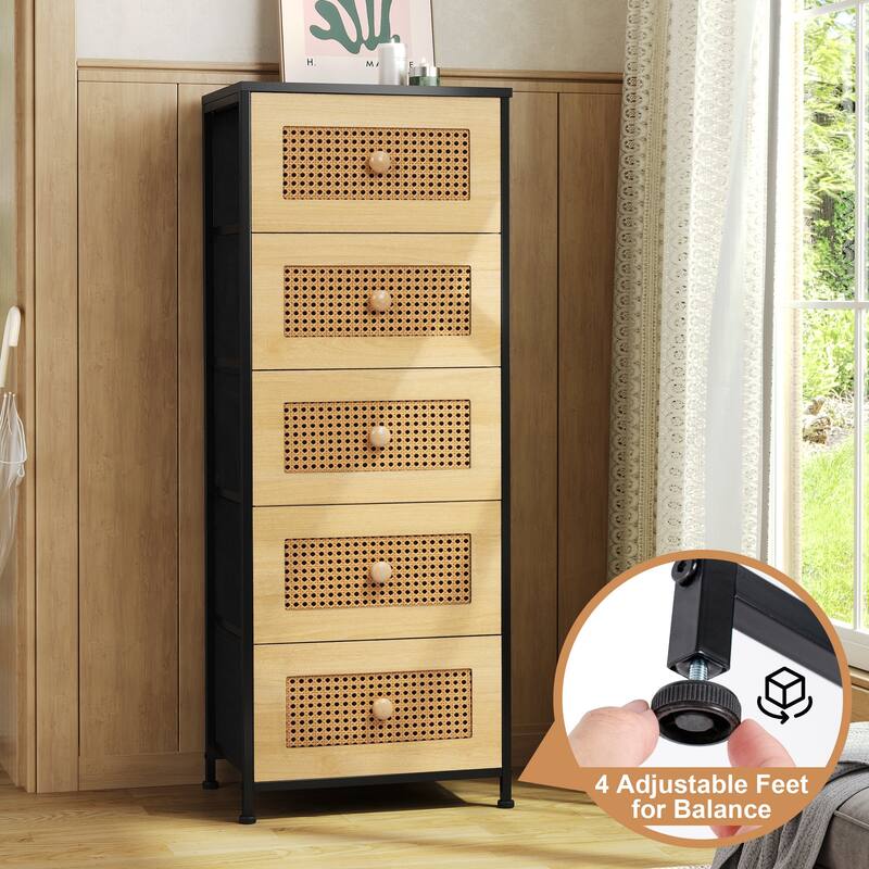 Home Bedroom Furniture 5-drawer Chest Vertical Storage Tower - Fabric Dresser