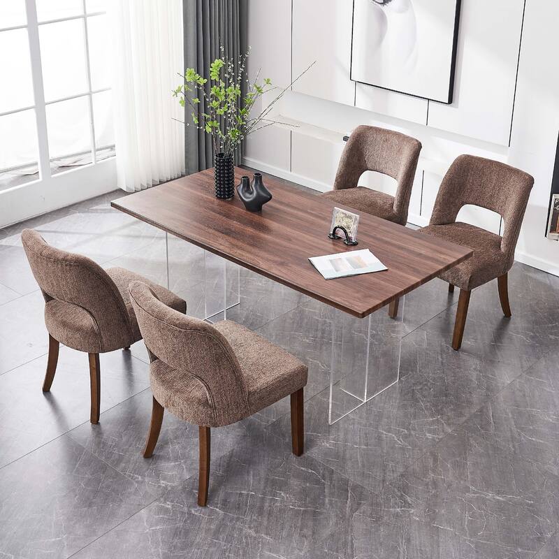 Dining Chairs Set of 2/4/6,Fabric Upholstered Kitchen Chairs with Wood Legs