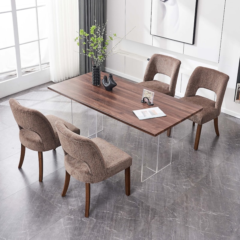 Dining Chairs Set of 2/4/6,Fabric Upholstered Kitchen Chairs with Wood Legs