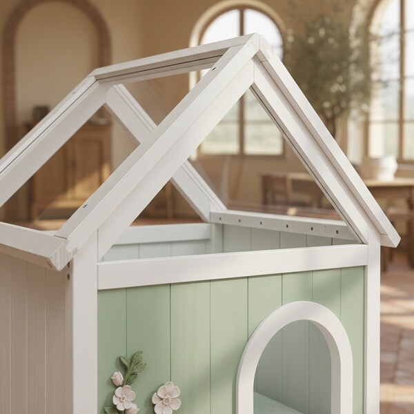 Cedar Indoor Cat House with Clear Acrylic Roof, Wooden Pet House