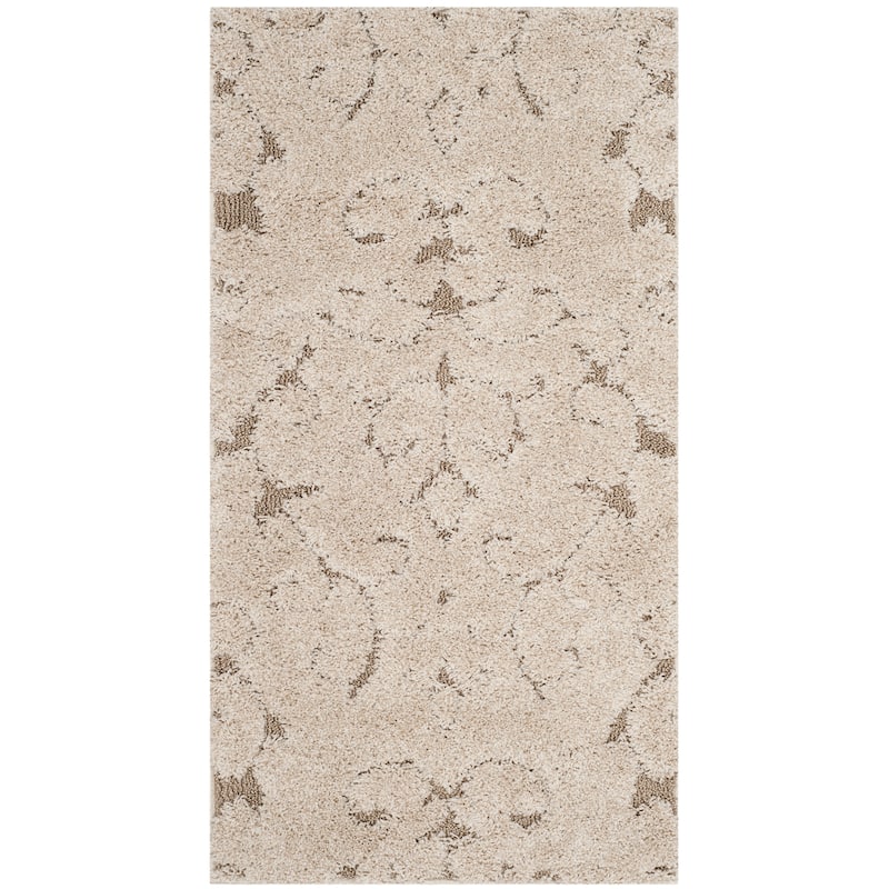 SAFAVIEH Florida Shag Valdemara Scroll Area 1.2-inch Thick Rug - 2'3" x 4' - Cream/Beige - Rectangle