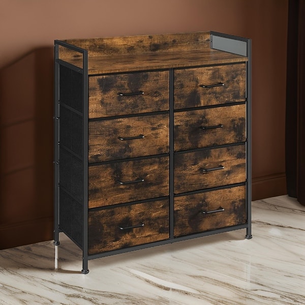 36 Inch Tall Dresser Chest, 8 Drawers, Black Handles, Rustic Brown Finish - Bed Bath & Beyond - 40693244 36 Inch Tall Dresser Chest, 8 Drawers, Black Handles, Rustic Brown Finish - Bed Bath & Beyond - 40693244