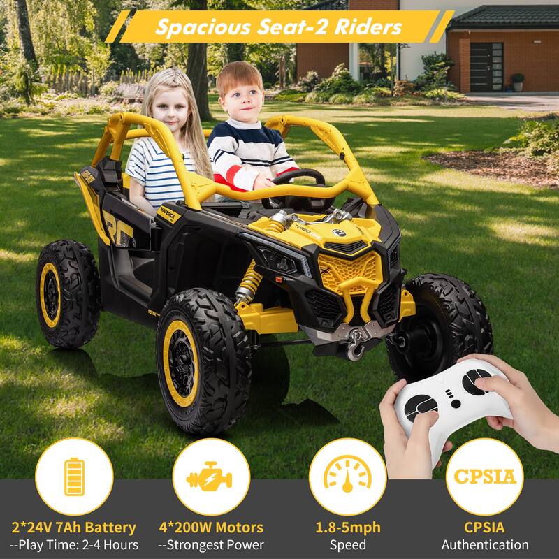 2-Seater Licensed Can-Am Electric Off-Road Ride-On UTV Car for Kids Best Gifts