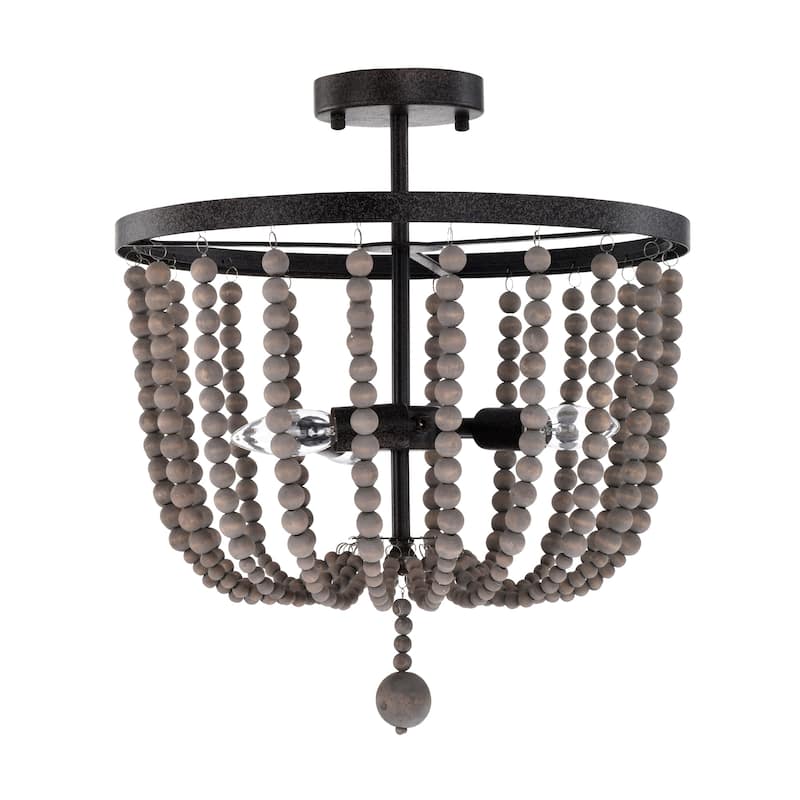Roxelana 18 Inch Bohemian Semi-Flush Mount Ceiling Lighted Chandelier - Rustic Iron