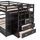 preview thumbnail 15 of 46, Solid Wood Bunkbed Frame with Trundle, Storage Stairs and Guardrail