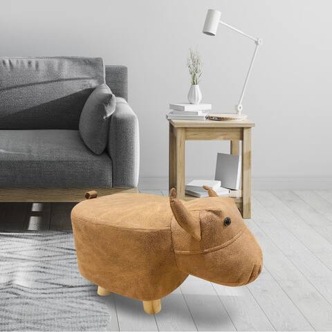 Animal Shape Velvet Wood Leg Stool Ottoman