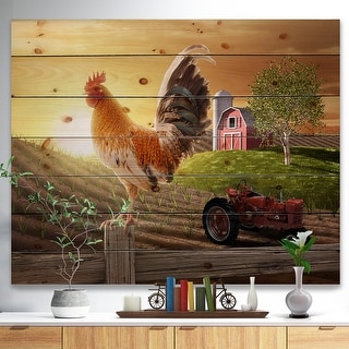 Wall hanging plaque/picture Vintage Chicken Farm Rooster Cockerel Poppy Country 