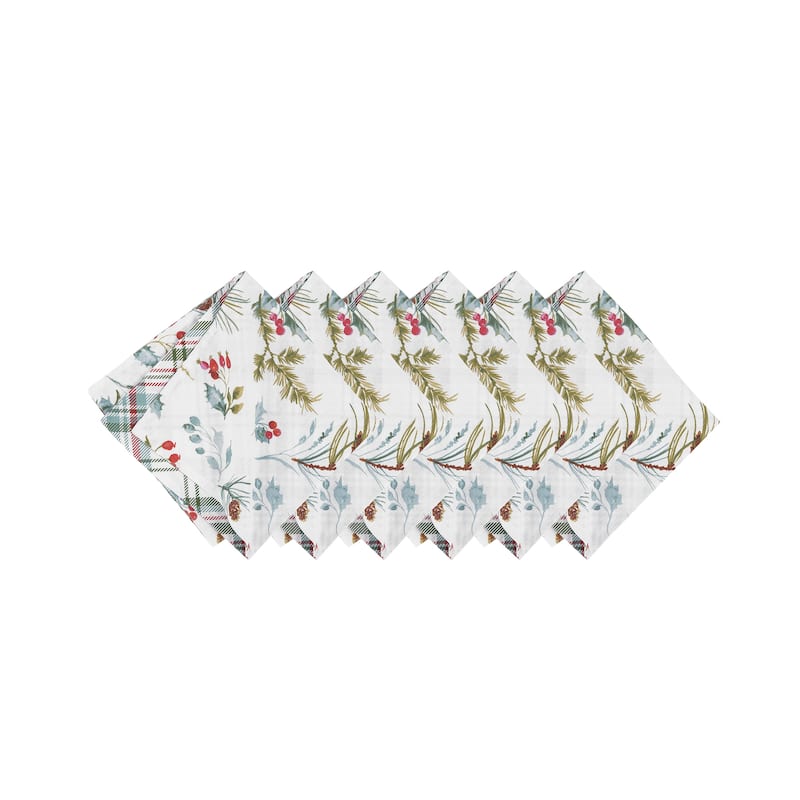Edith Reversible Holly Botanical Napkin Set of 6 - Set of 6