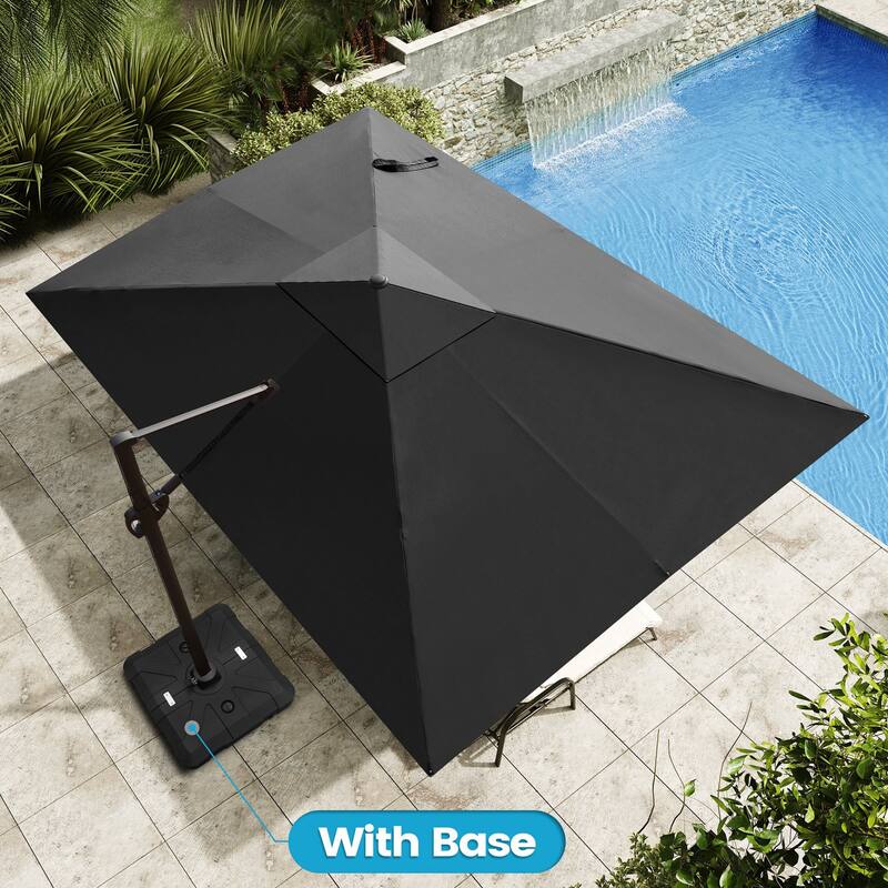 9 FT x 11.5 FT Outdoor Patio Cantilever-Offset Umbrella with Weighted Base