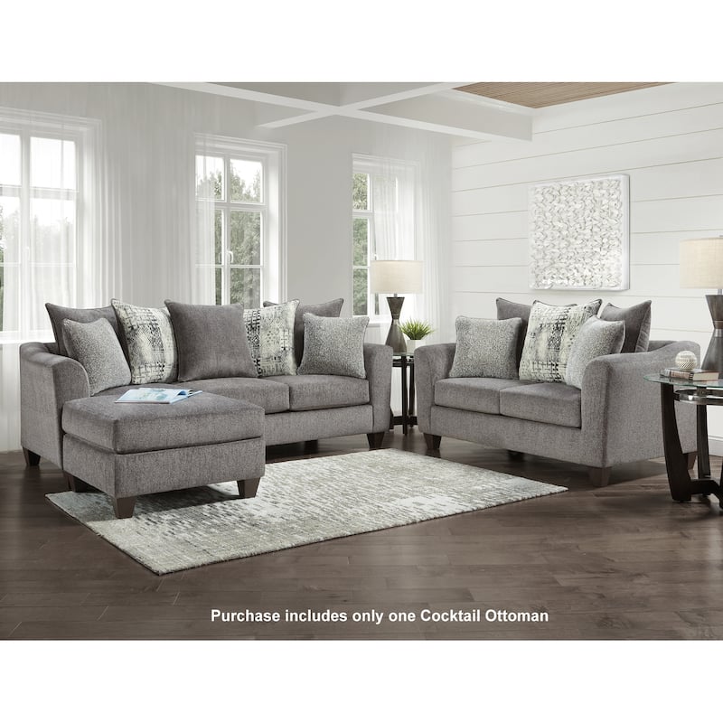 Roundhill Furniture Davoz Upholstered Cocktail Ottoman, Tori Slate