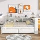 preview thumbnail 31 of 43, Wood Platform Bed with L-shaped Bookcases and Drawers Full - White