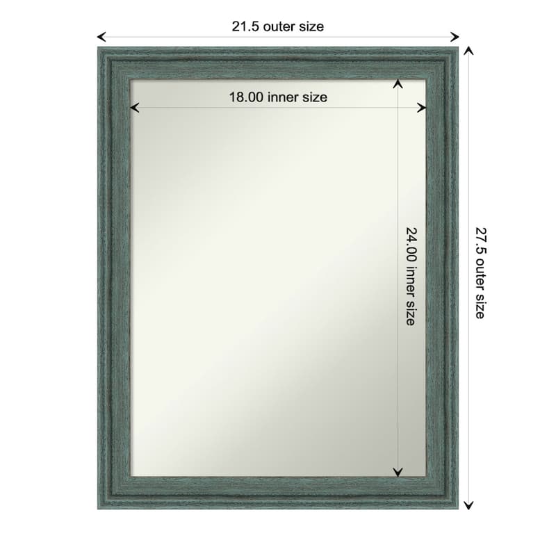 Upcycled Non-Beveled Wood Framed Wall Mirror - Upcycled Teal Grey - Glass Size 18x24