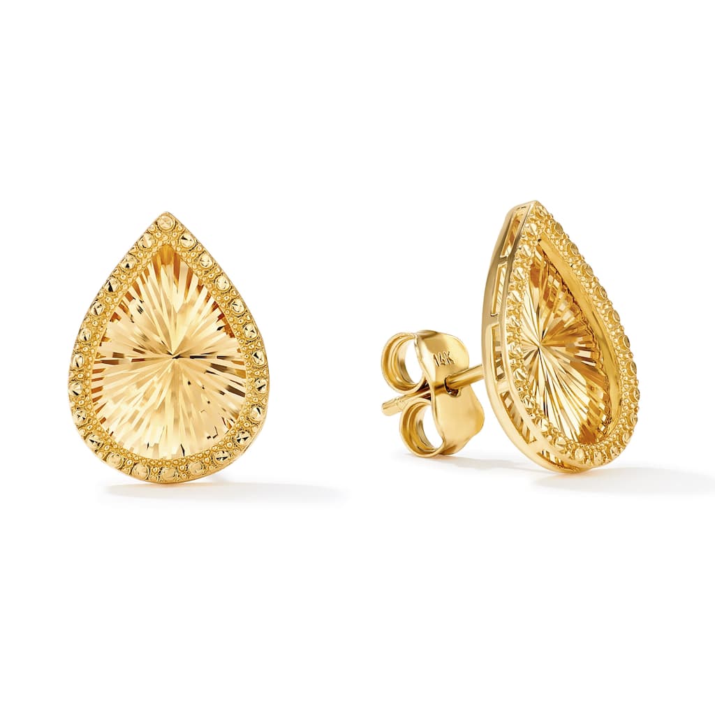 Clover 14K Yellow Gold Diamond-Cut Starburst Teardrop Stud Earrings