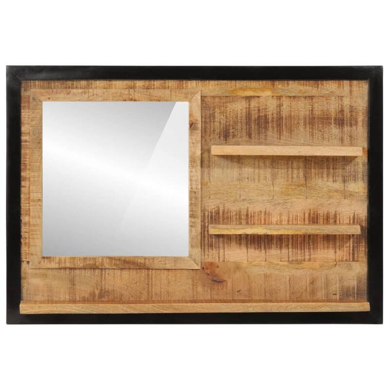 vidaXL Bathroom Mirror Natural mango wood with clear mirror - 3.1 x 31.5 x 21.7 in