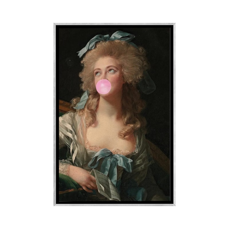 iCanvas "Bubble Gum Blowing Madame" by Grace Digital Art Co Framed