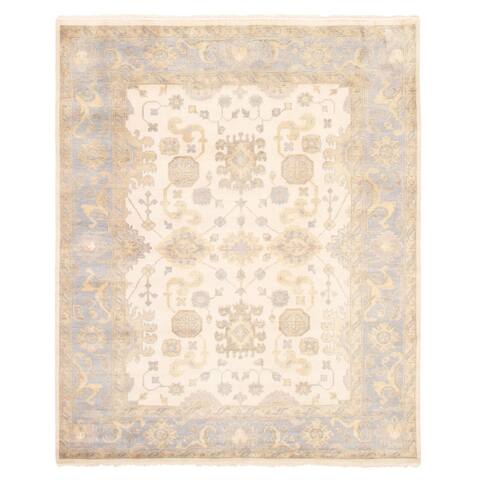 ECARPETGALLERY Hand-knotted Royal Oushak Cream Wool Rug - 8'2 x 9'10