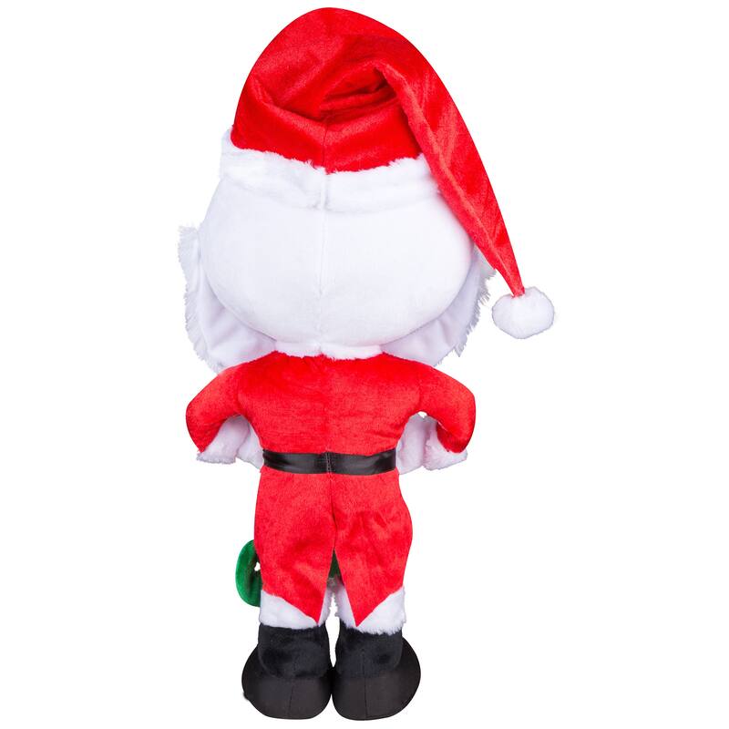 Gemmy Jack Skellington Holiday Greeter in Santa Suit with Stocking