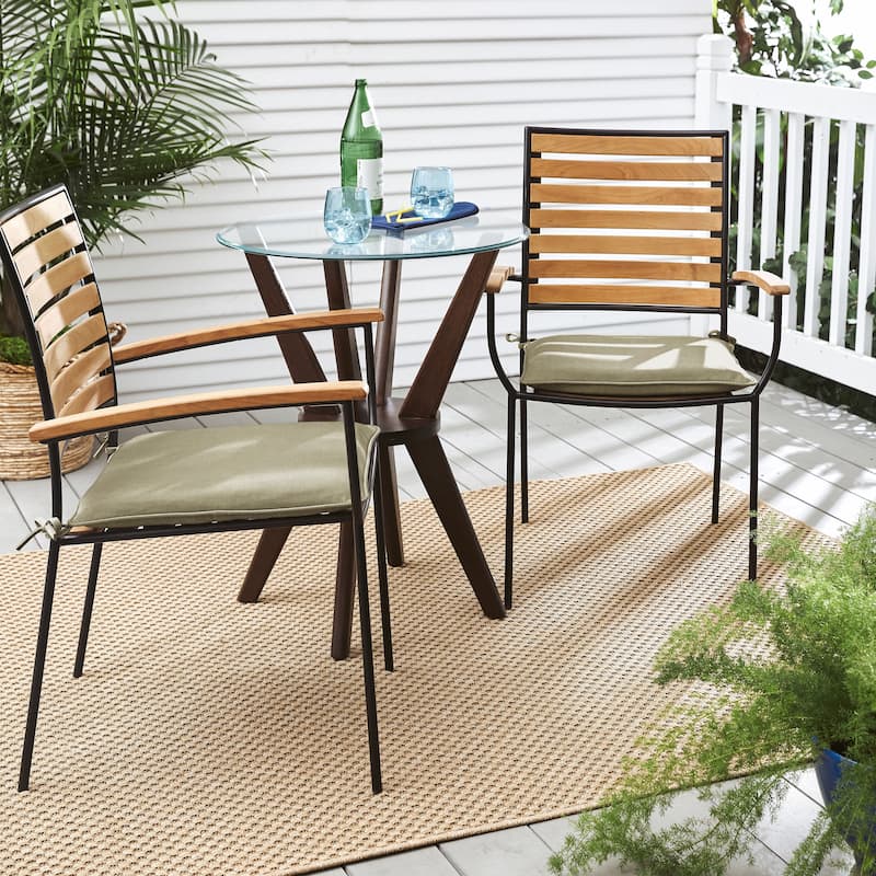 Beige Corded Indoor/ Outdoor Chair Pad Set - 20 in x 20 in