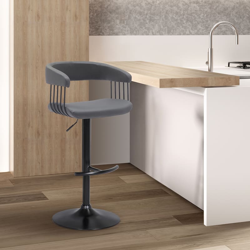 Calista Upholstered Adjustable Height Swivel Counter or Bar Stool - Grey