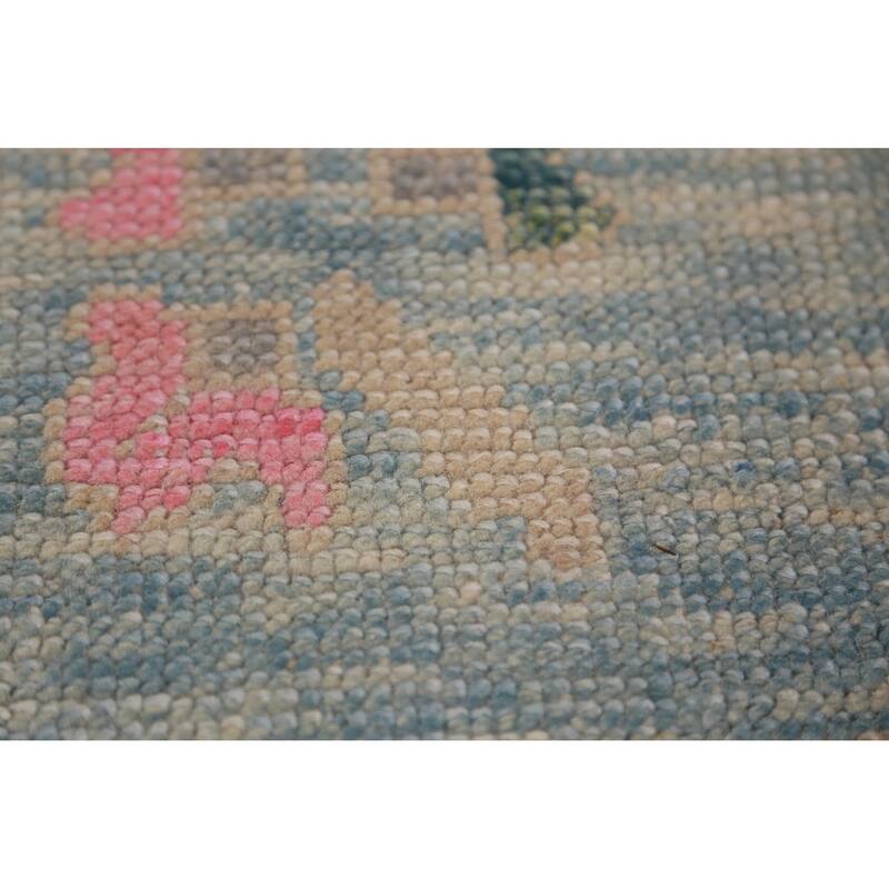 Hand Knotted Oriental 100% Wool Carpet Transitional Geometric Navy Blue & Blues Oushak Area Rug - 11' 1'' X 8' 5''