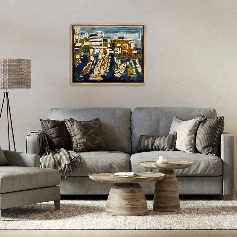 Stupell Bold Abstract Cityscape Framed Floater Canvas Wall Art Design By Erin McGee Ferrell