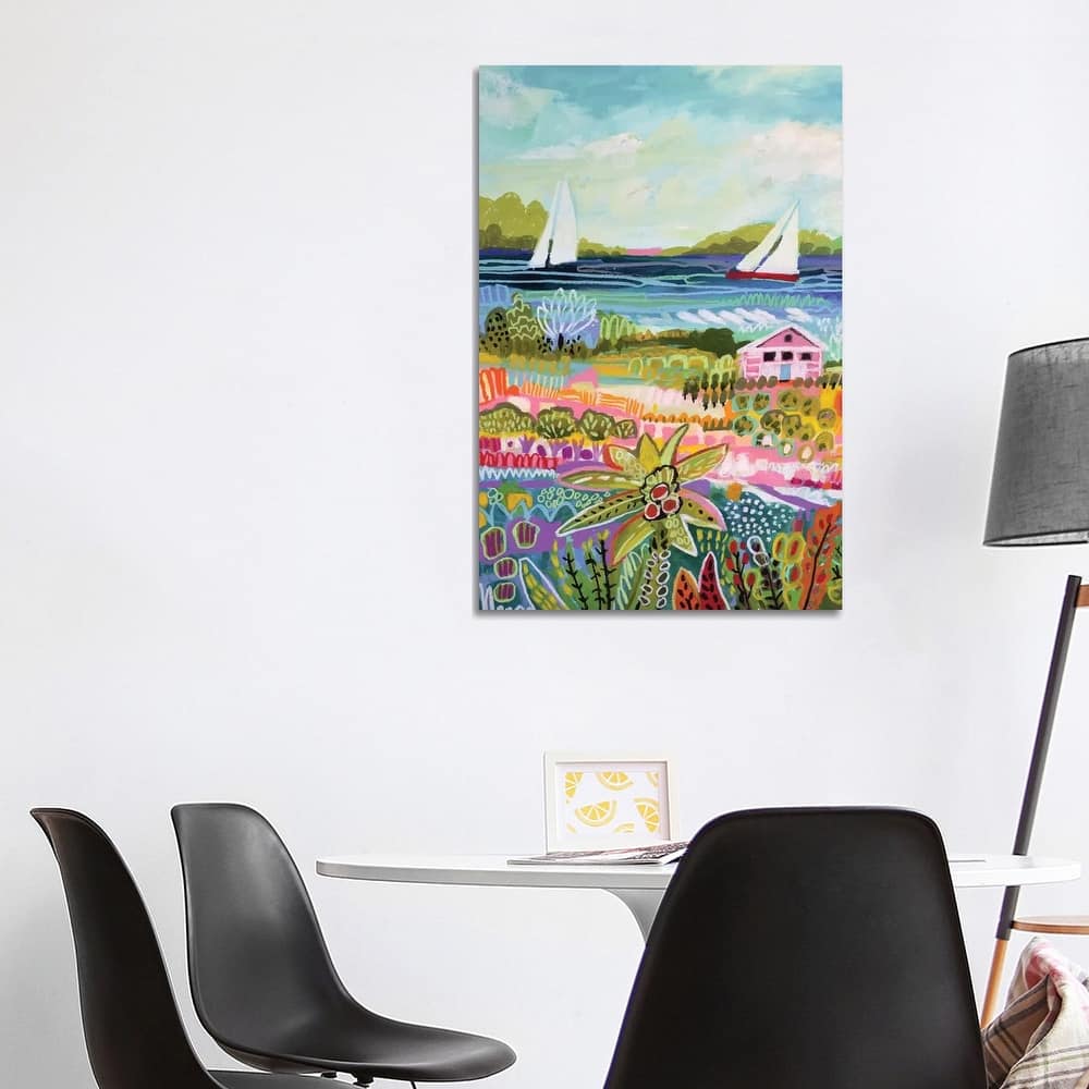 iCanvas "Two Sailboats And Cottage I" by Karen Fields Canvas Print
