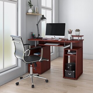 Complete Computer Workstation Desk With Storage, Mahogany - Bed Bath ...