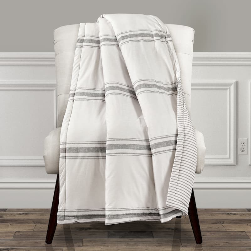 Lush Decor Farmhouse Stripe Throw - Gray