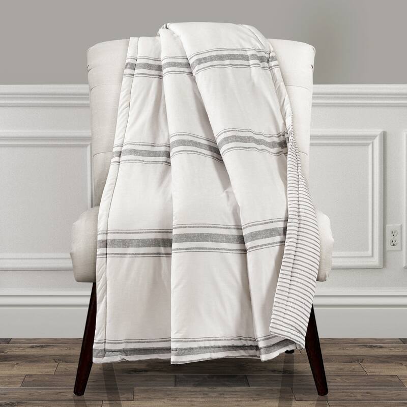Lush Decor Farmhouse Stripe Throw - Gray