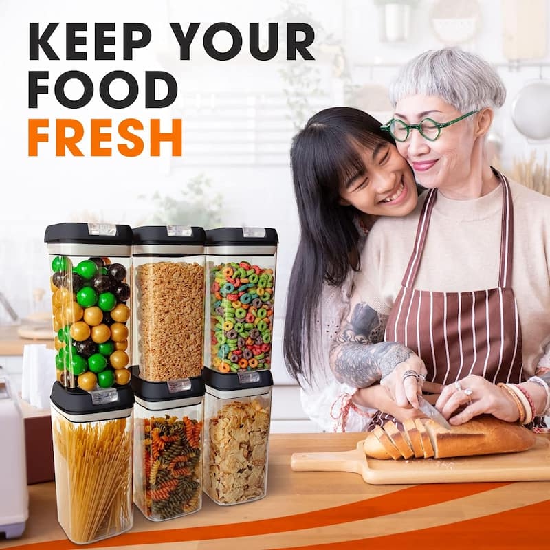 Cheer Collection Set of 6 Uniform Size Airtight Food Storage Containers
