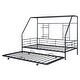 preview thumbnail 37 of 38, Metal Twin Size House Bed with Trundle and Built-in Shelf and Grid