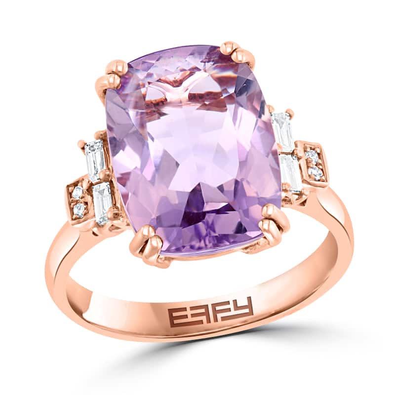 EFFY 14K Gold Diamond, Pink Amethyst Ring
