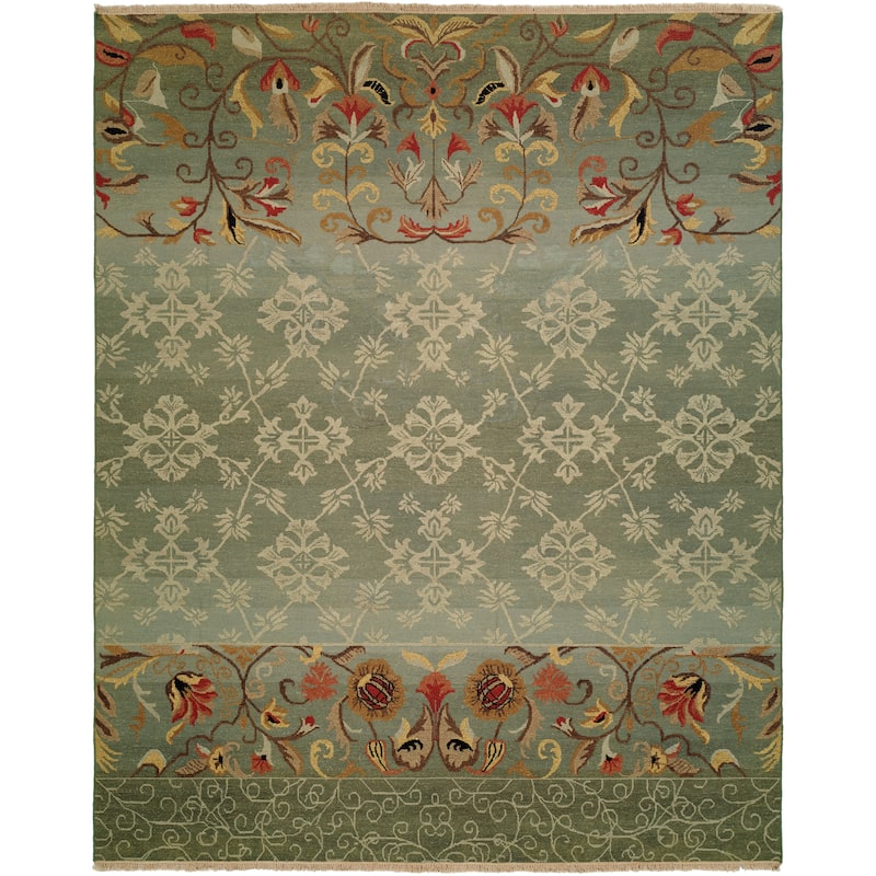 Transitional Multi-Colored Flatweave Wool Area Rug - 10' Round - Multi-Colored