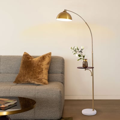 74-inch Metal Marble Base Arched Floor Lamp With shelf