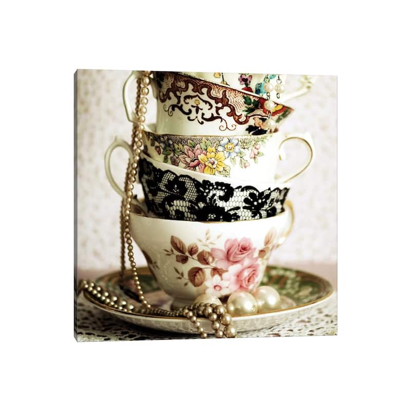 iCanvas "Antique Cups And Saucers With Pearls I" by Tom Quartermaine Canvas Print