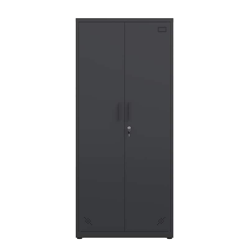 Metal Storage Cabinet Tall Locking Cabinet with 2 Doors, Steel Garage Storage Cabinet Utility Cabinet with Adjustable Shelves