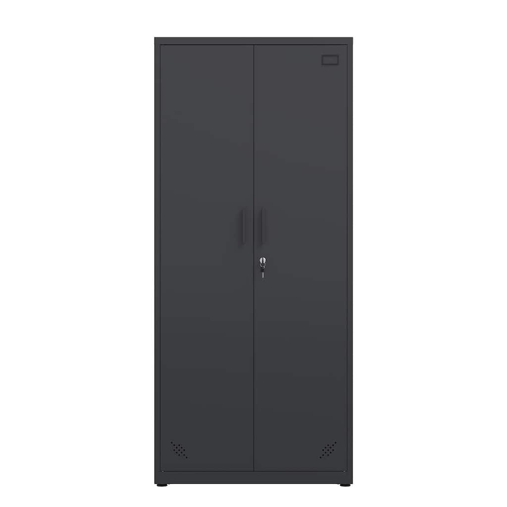 Metal Storage Cabinet Tall Locking Cabinet with 2 Doors, Steel Garage Storage Cabinet Utility Cabinet with Adjustable Shelves