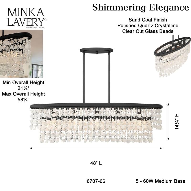 Minka Lavery 6707 Shimmering Elegance 5 Light 48" Wide Crystal Linear