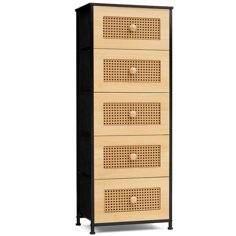 Home Bedroom Furniture 5-drawer Chest Vertical Storage Tower - Fabric Dresser